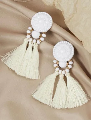 Off White Tassel Earrings
