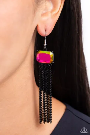 Paparazzi Earring ~ Dreaming Of TASSELS - Black