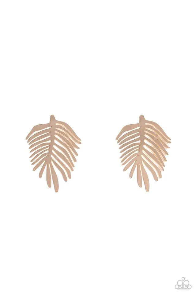 Paparazzi Earring ~ The FROND Row - Gold
