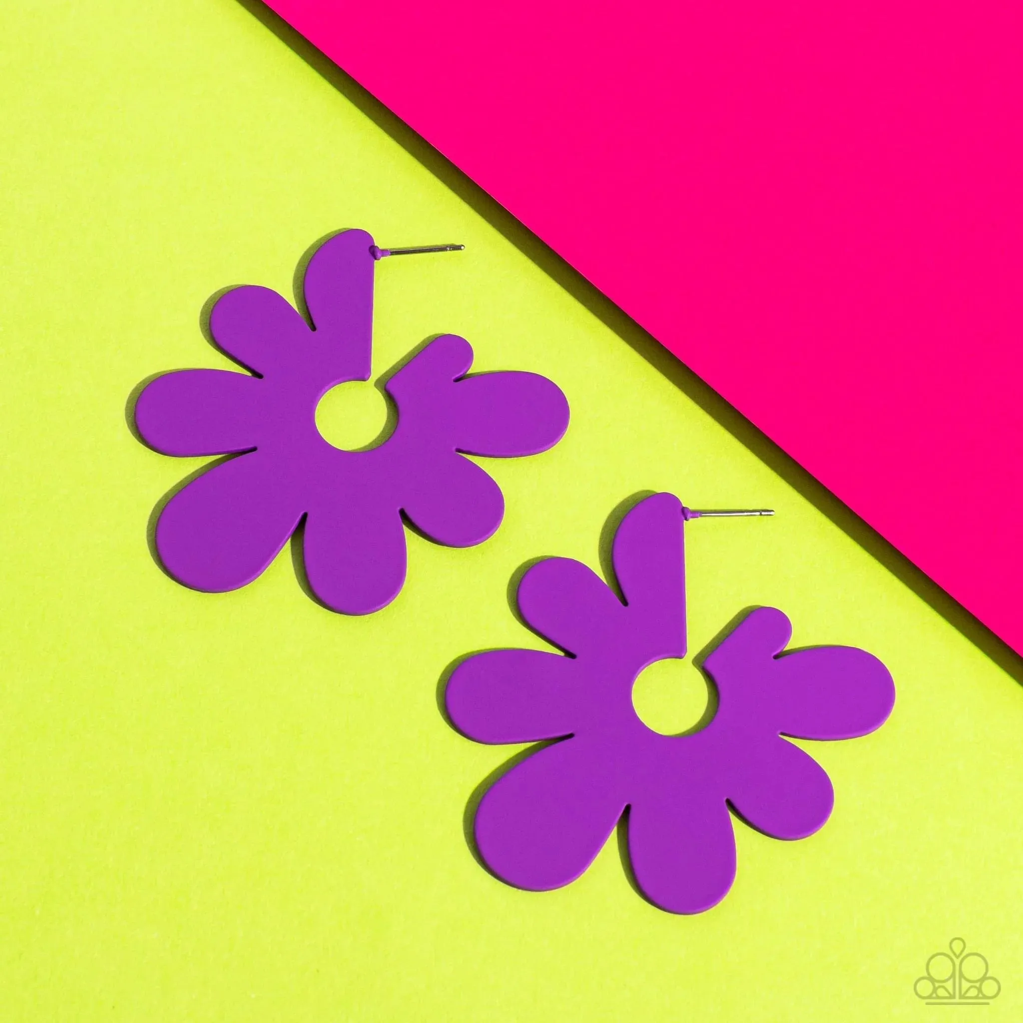 Paparazzi Flower Power Fantasy - Purple - Earrings Hoop - EMP Exclusive