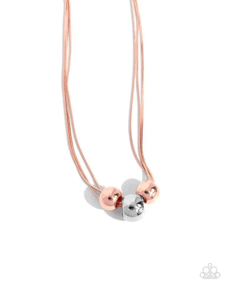 Paparazzi Necklace ~ Beaming Beads - Copper