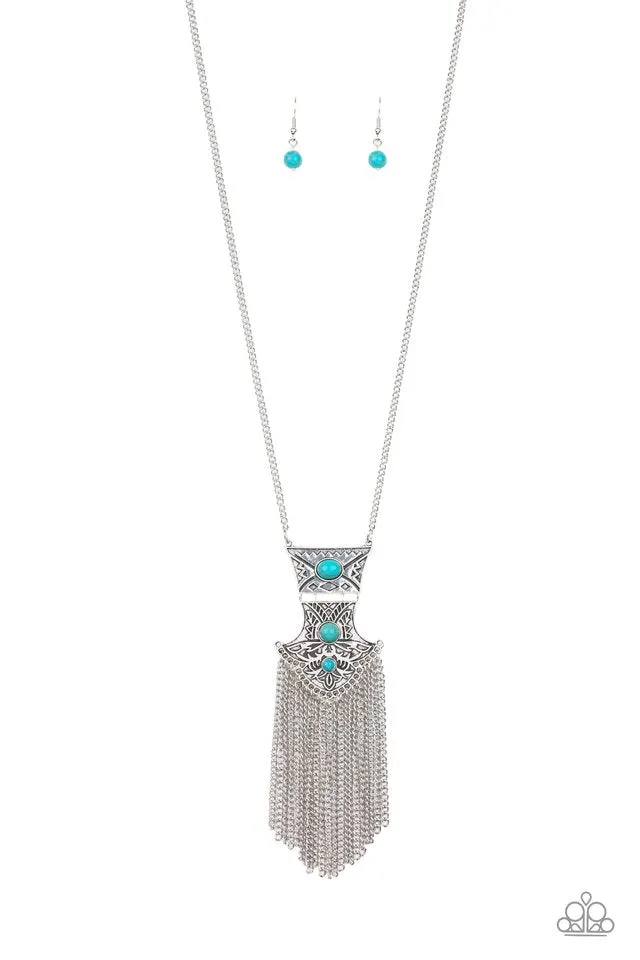 Paparazzi Necklace ~ Totem Tassel - Blue