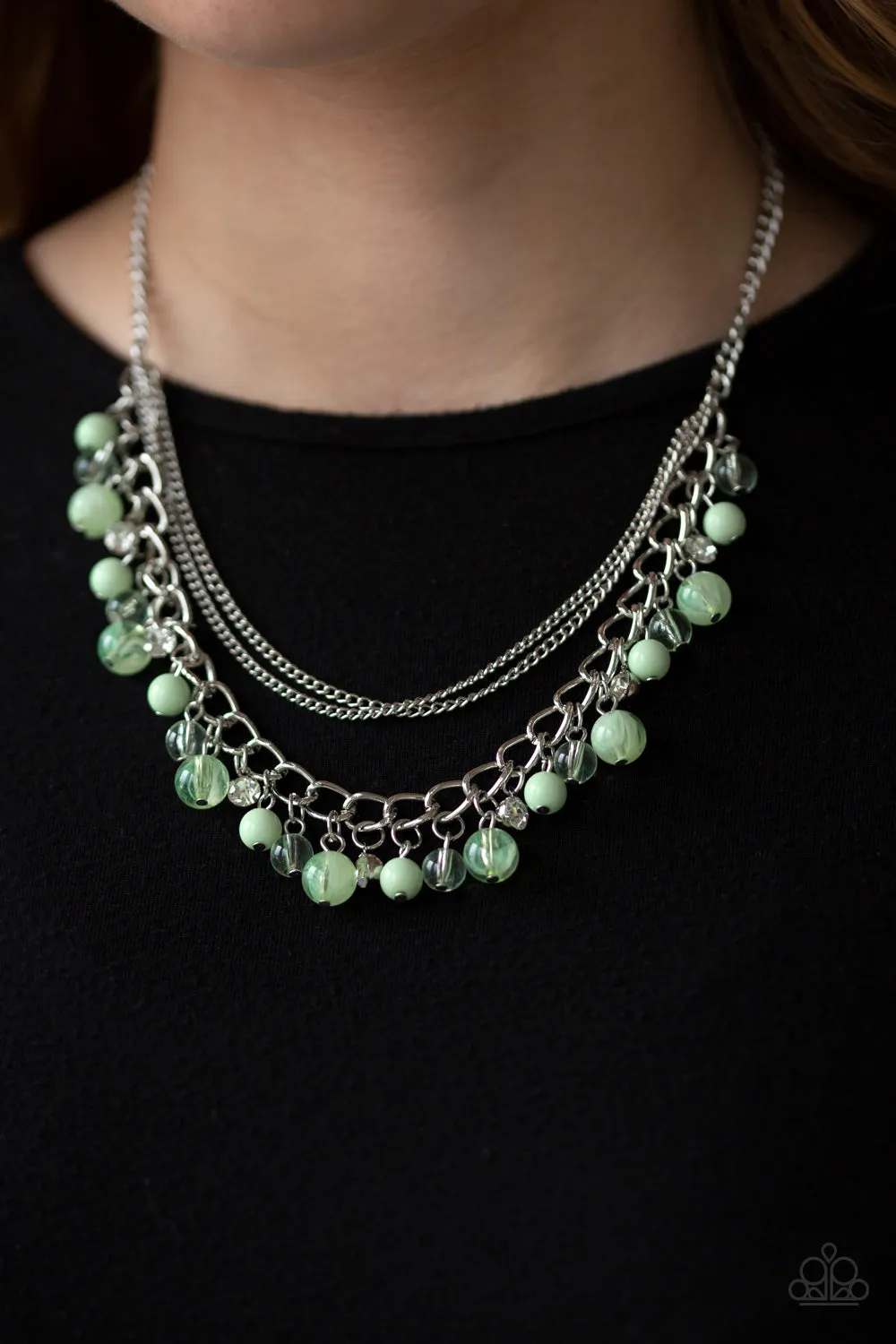 Paparazzi Wait And Sea Green Short Necklace