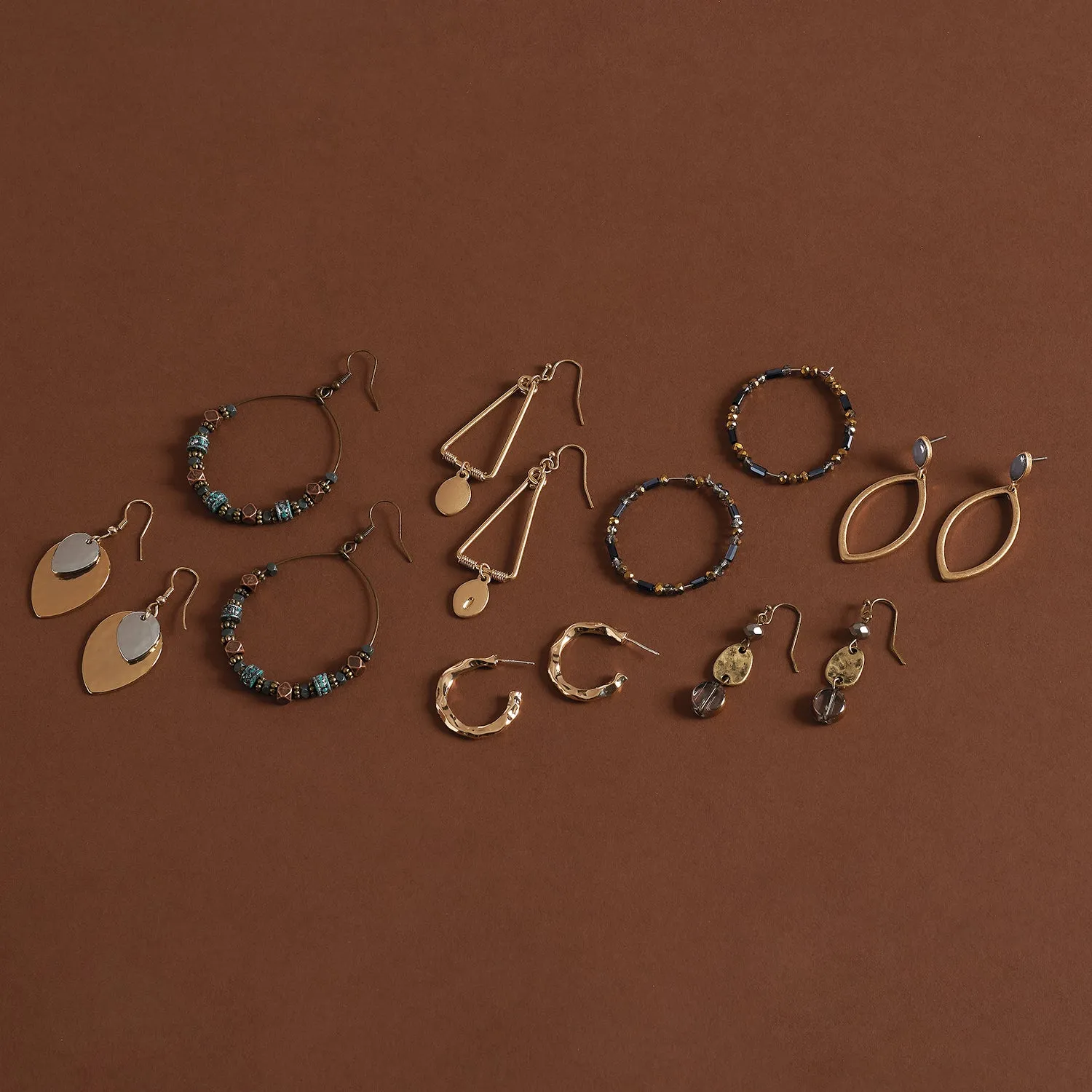 Patina Beaded Hoop Earrings