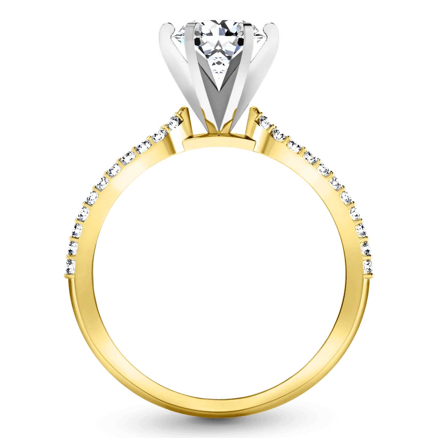 Pave Diamond EngagementRing Tres Jolie 14K Yellow Gold
