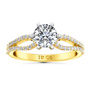 Pave Diamond EngagementRing Tres Jolie 14K Yellow Gold