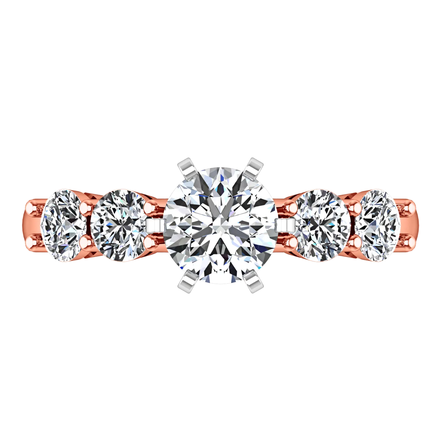 Pave Engagement Ring Journey 14K Rose Gold