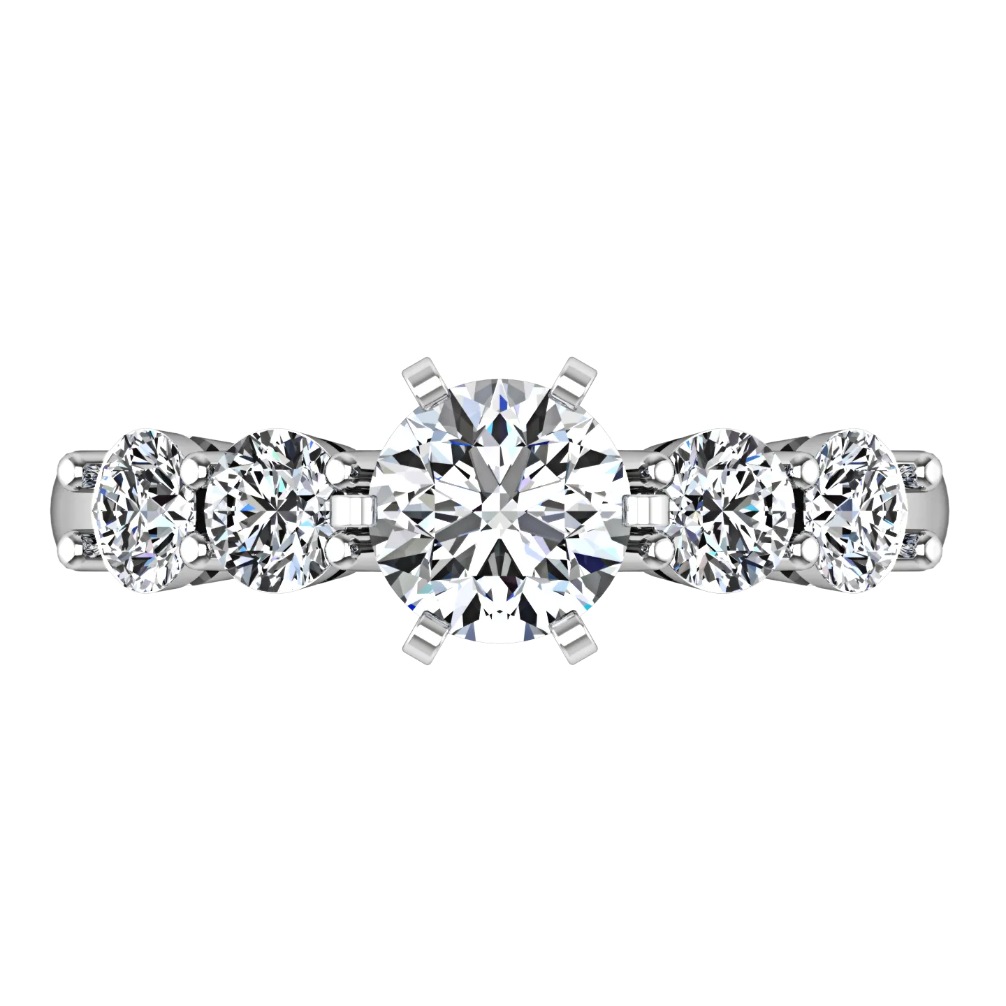 Pave Engagement Ring Journey 14K White Gold