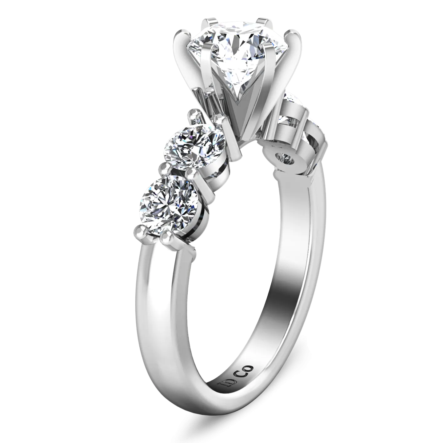 Pave Engagement Ring Journey 14K White Gold