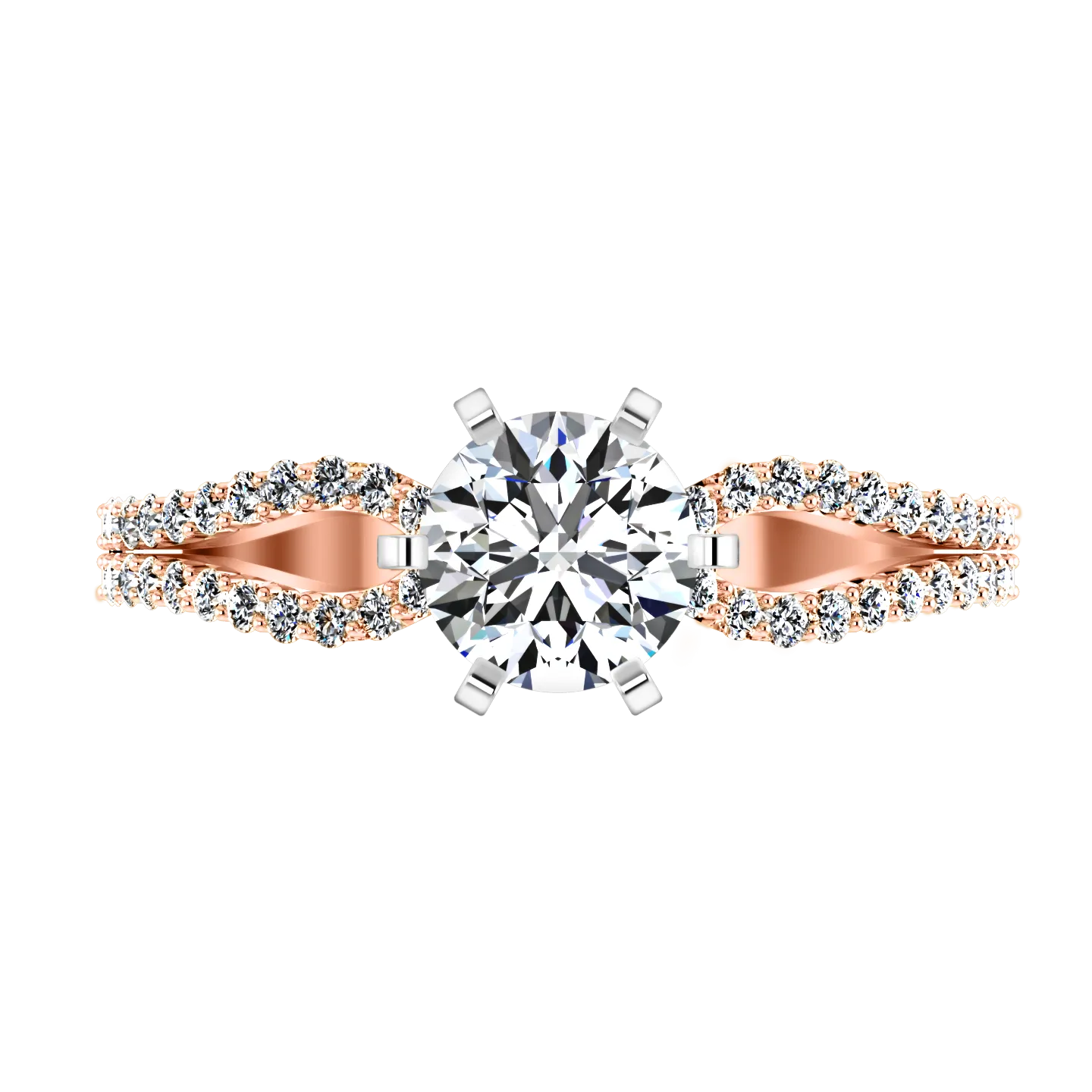 Pave Engagement Ring Tres Jolie 14K Rose Gold