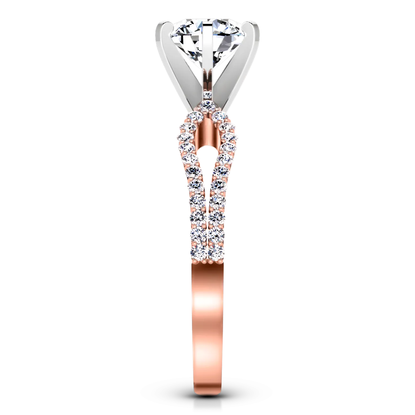 Pave Engagement Ring Tres Jolie 14K Rose Gold