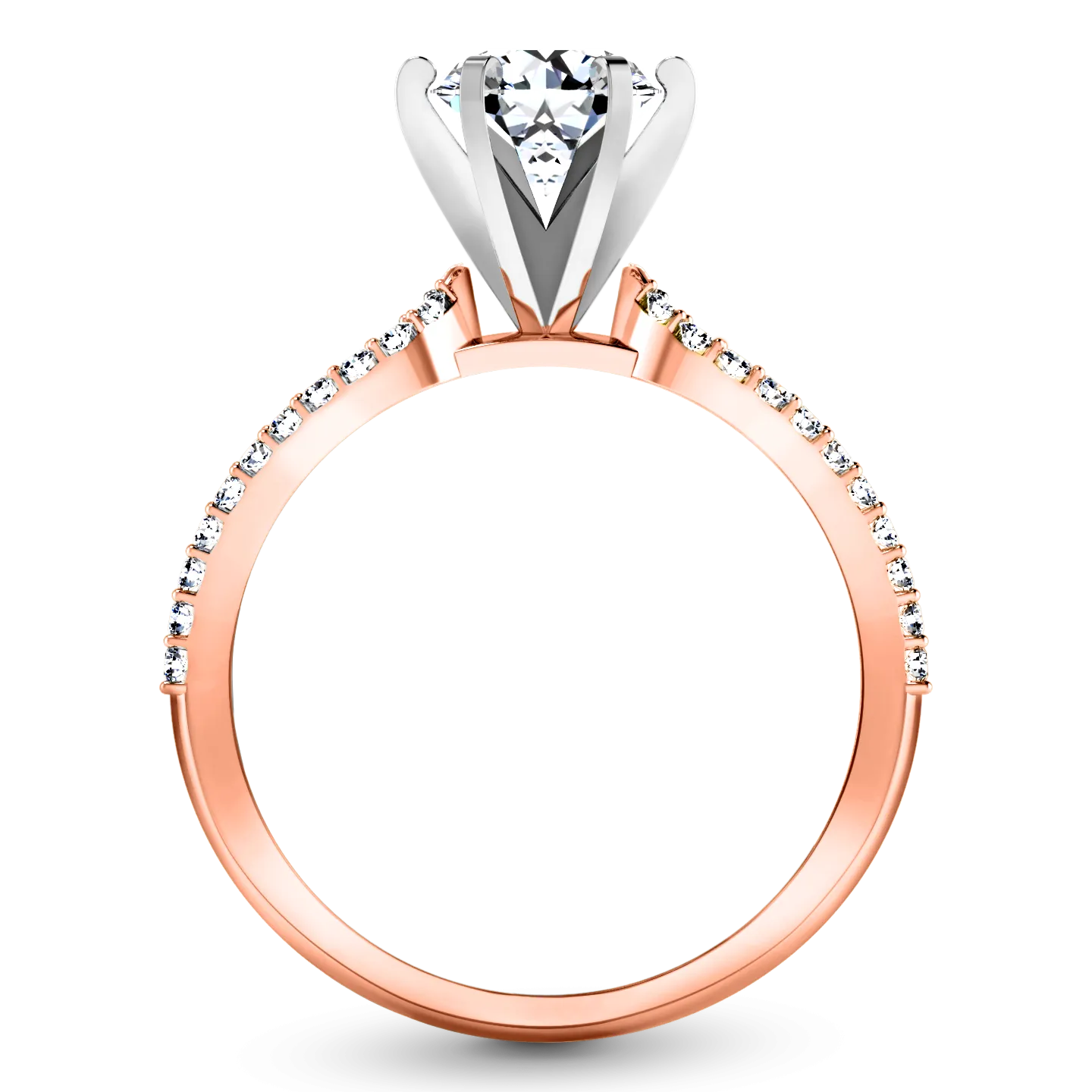 Pave Engagement Ring Tres Jolie 14K Rose Gold