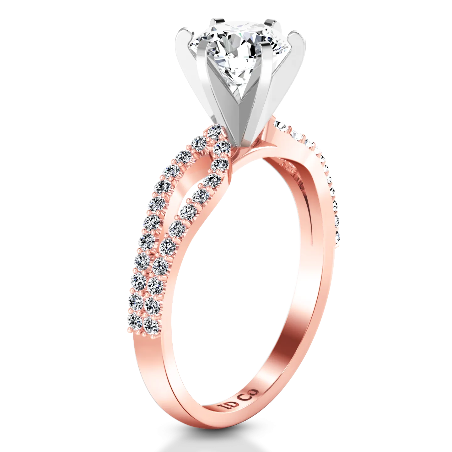 Pave Engagement Ring Tres Jolie 14K Rose Gold