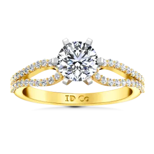 Pave Engagement Ring Tres Jolie 14K Yellow Gold
