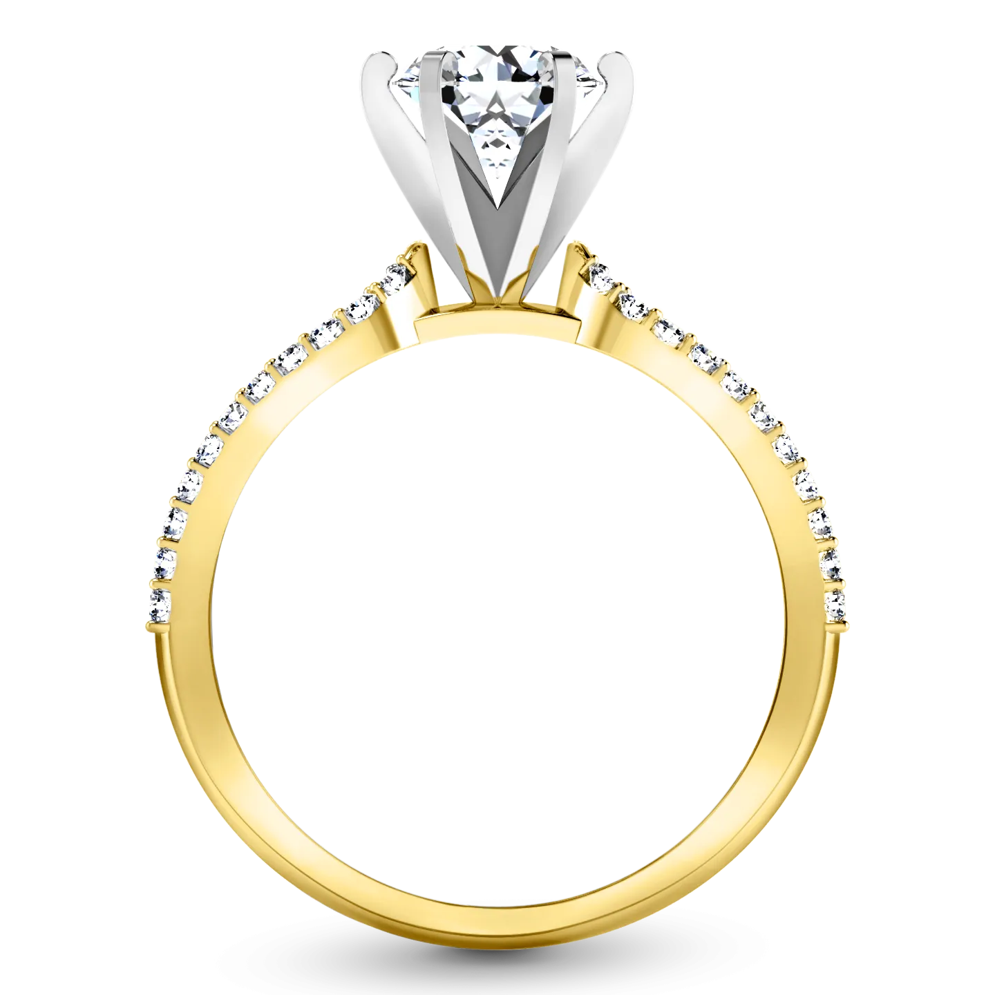 Pave Engagement Ring Tres Jolie 14K Yellow Gold