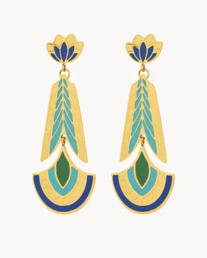 Peacock Feather Statement Earrings
