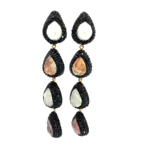 Pearl & Pink Long Gemstone Earring