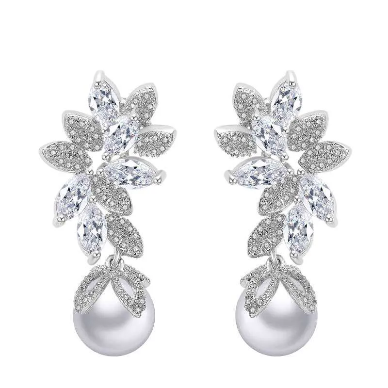 Pearl Bridal Drop Earrings