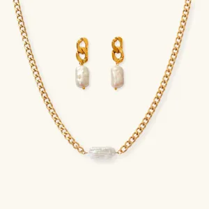 Pearl Pill Necklace & Earring Set