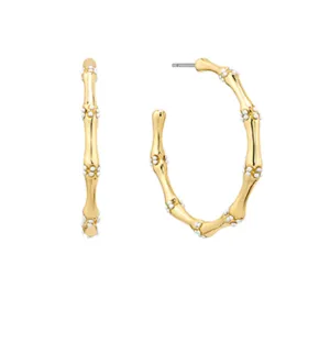 Pearl Station Bamboo Textured Hoops
