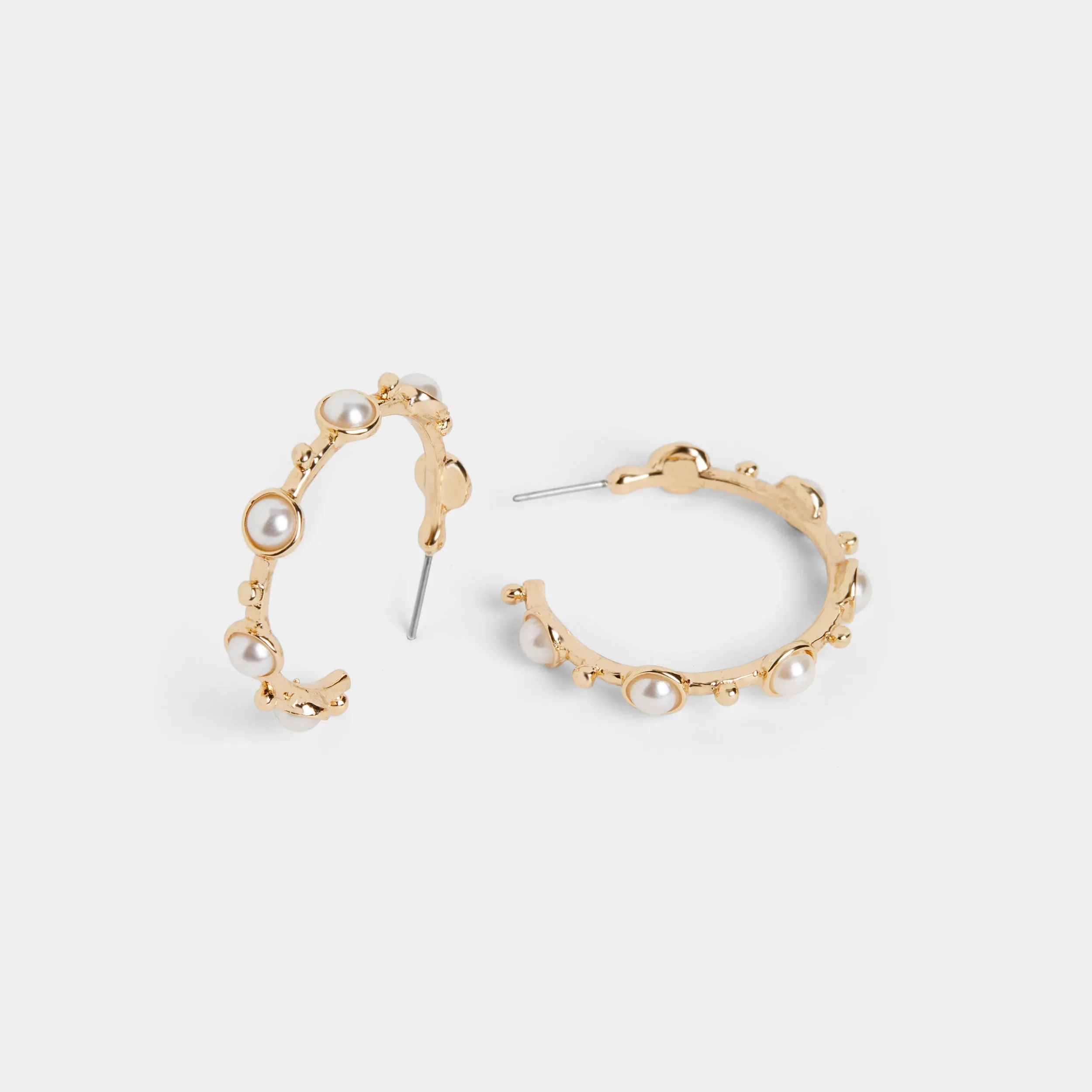 Pearl Studded Hoop - Gold