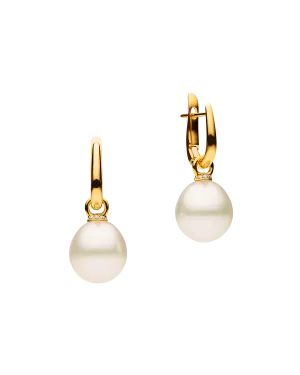 Pearls My Way Earrings | 12mm Oval Pearls, Diamonds, and Yellow Gold