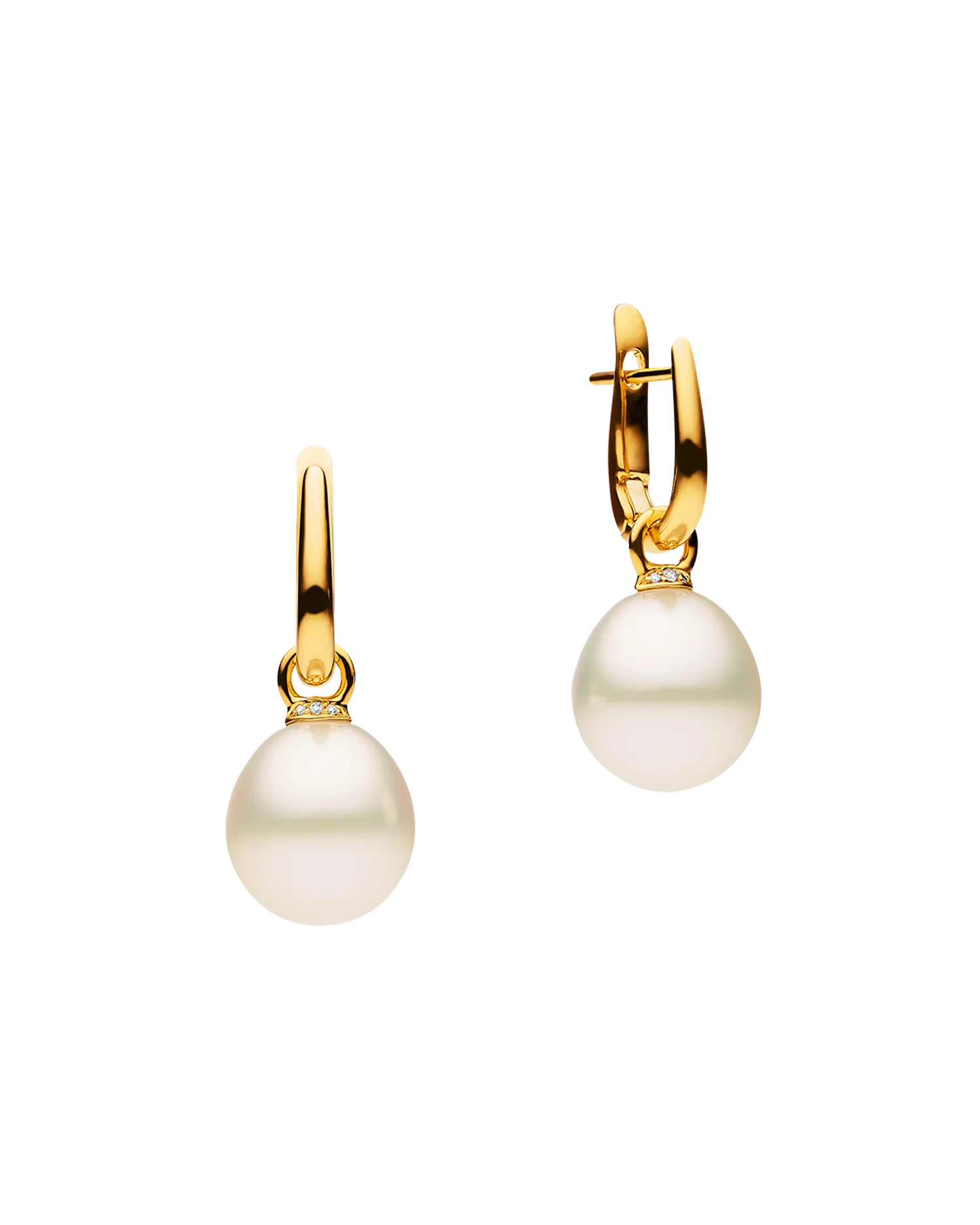Pearls My Way Earrings | 12mm Oval Pearls, Diamonds, and Yellow Gold