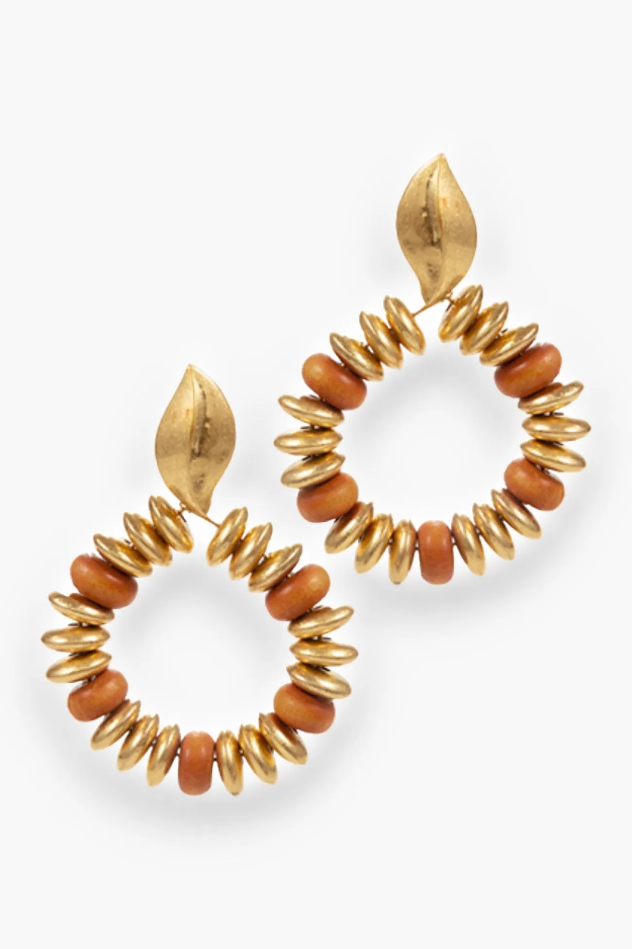 Perfect Effect Gold Wood Bead Earrings