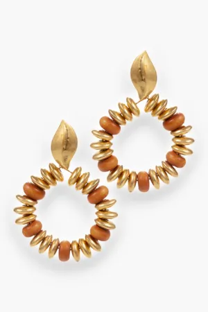 Perfect Effect Gold Wood Bead Earrings