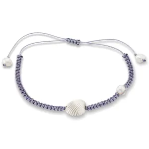 Perfect oyster - macrame bracelet - silver 925 - grey