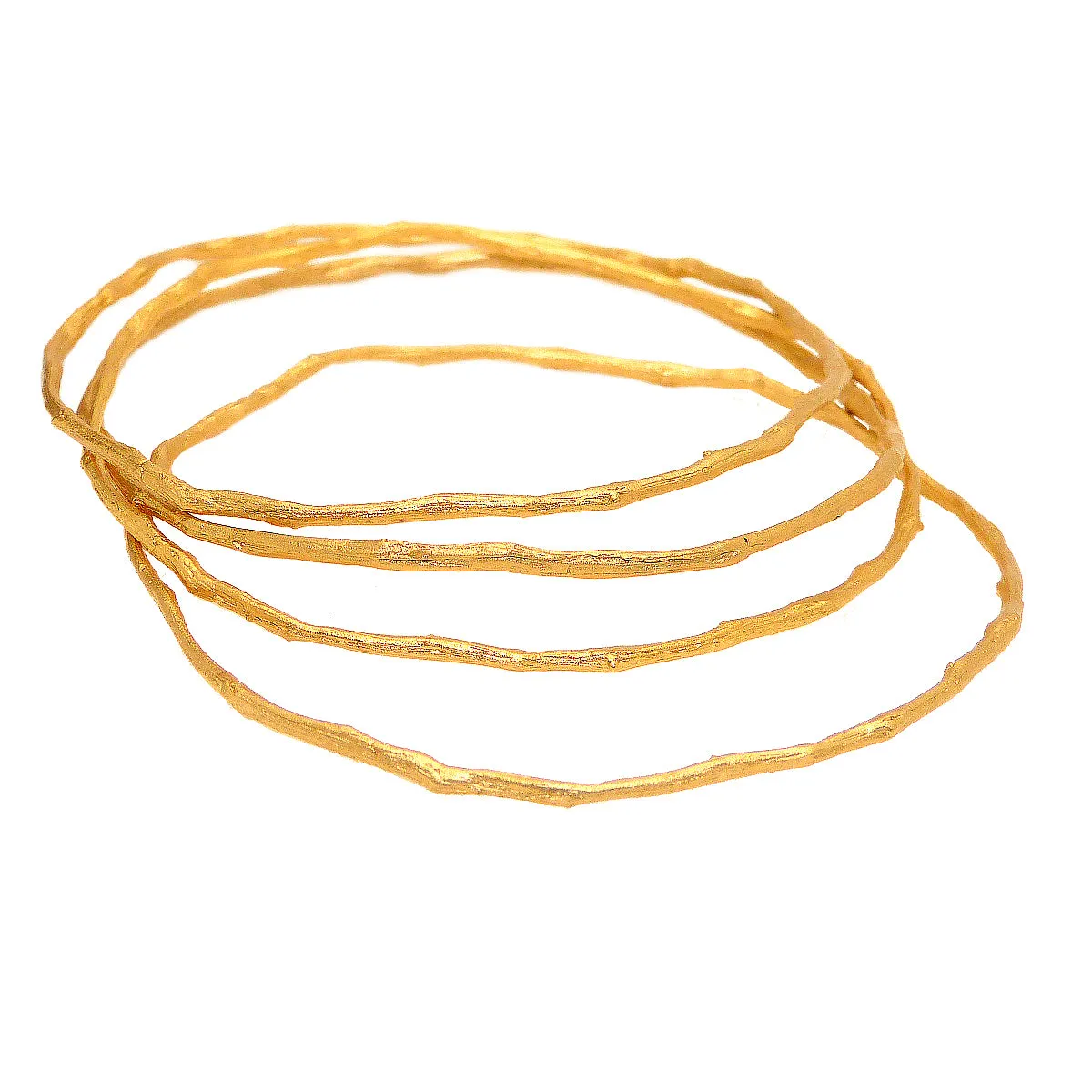 Petite Driftwood Bangles Bracelet Gold Patinaed Set of 4 by Michael Michaud