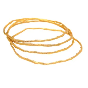 Petite Driftwood Bangles Bracelet Gold Patinaed Set of 4 by Michael Michaud