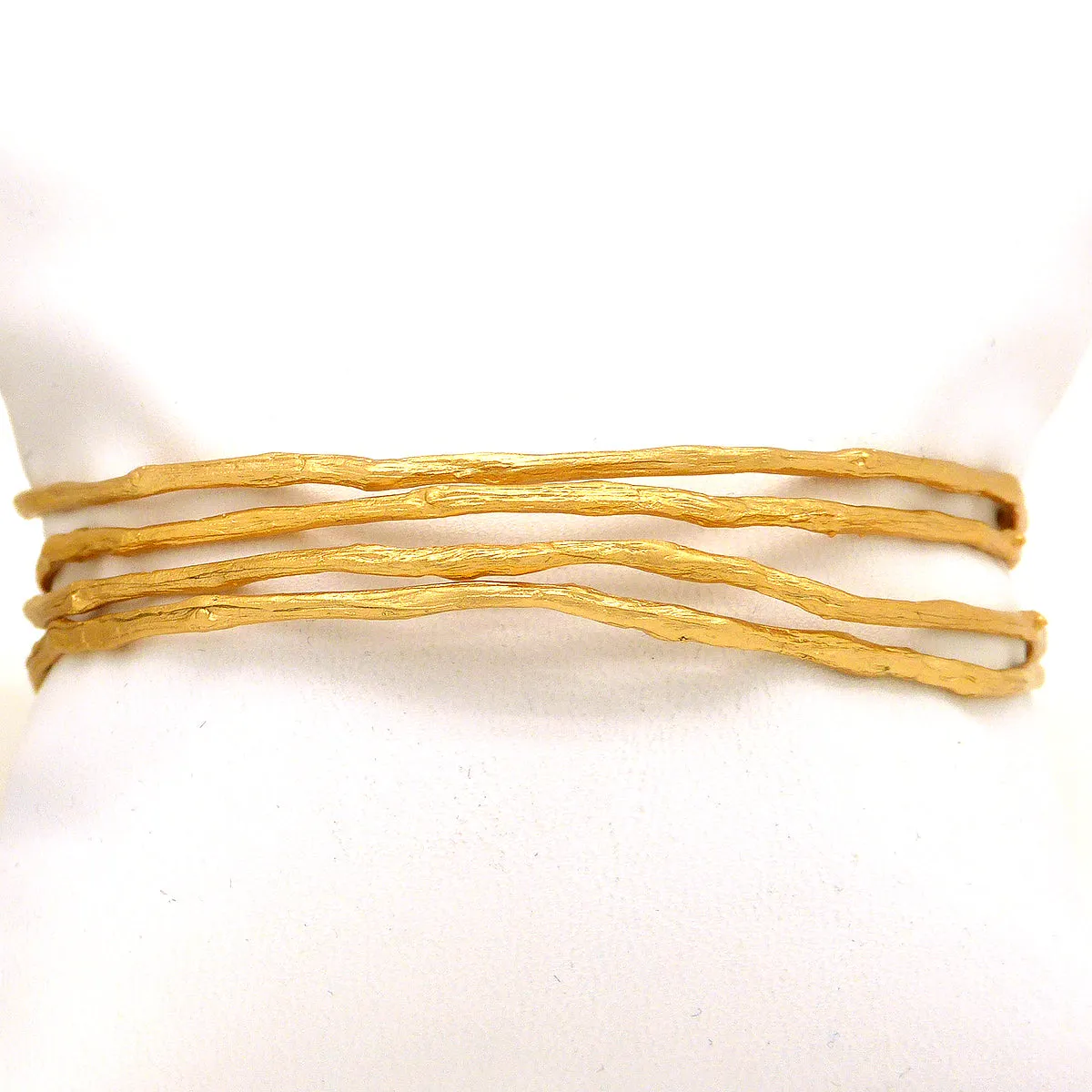Petite Driftwood Bangles Bracelet Gold Patinaed Set of 4 by Michael Michaud