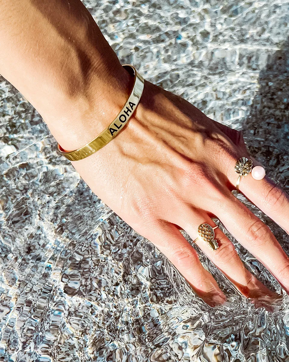*Pineapple Brushed Ring, Gold