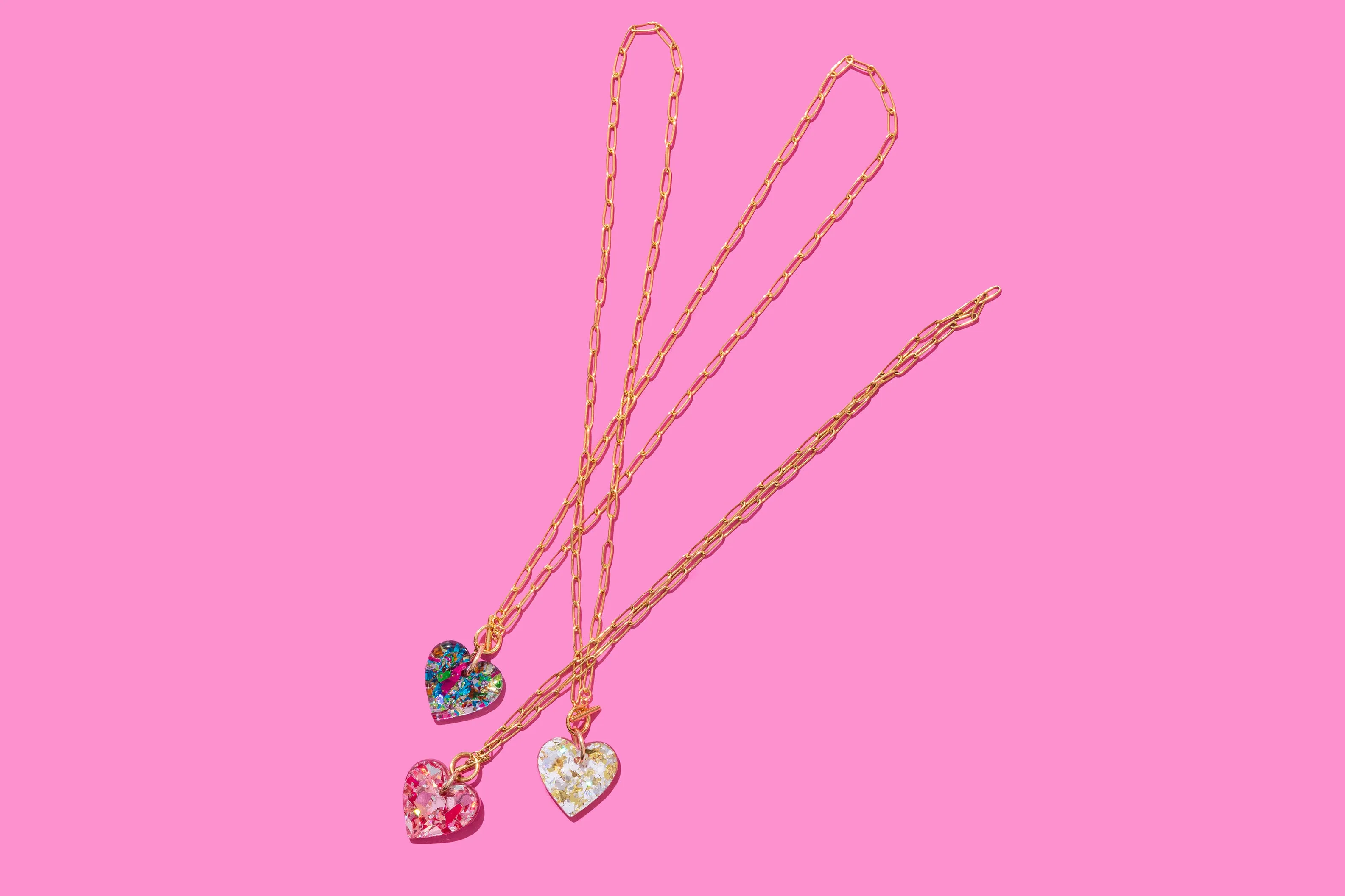 Pink Confetti Heart Necklace