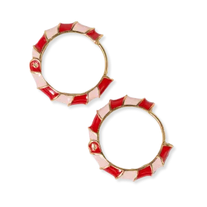 Pippa Twisted Colorblock Enamel Hoop Earrings Red/Blush