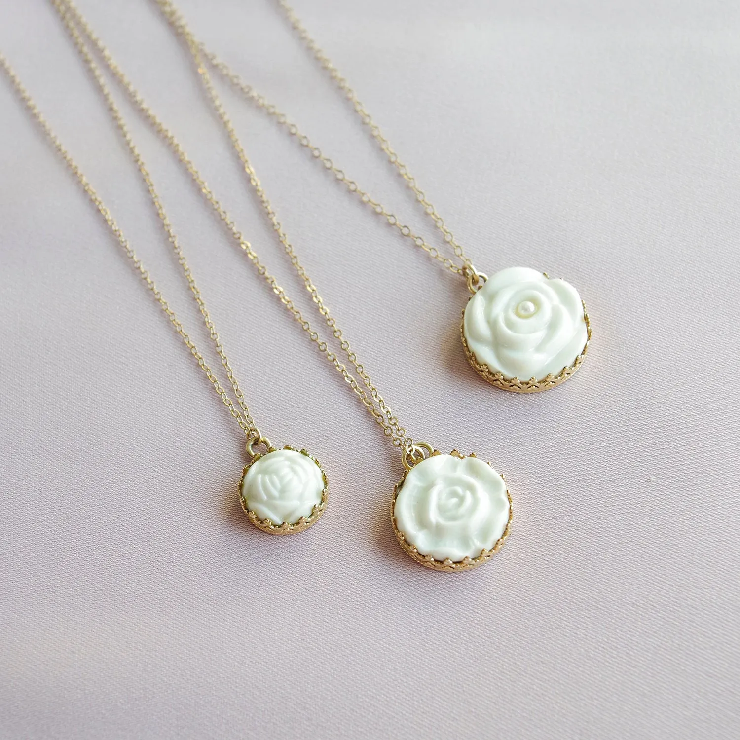 Porcelain Rose With Pearl Gold-Filled Necklace