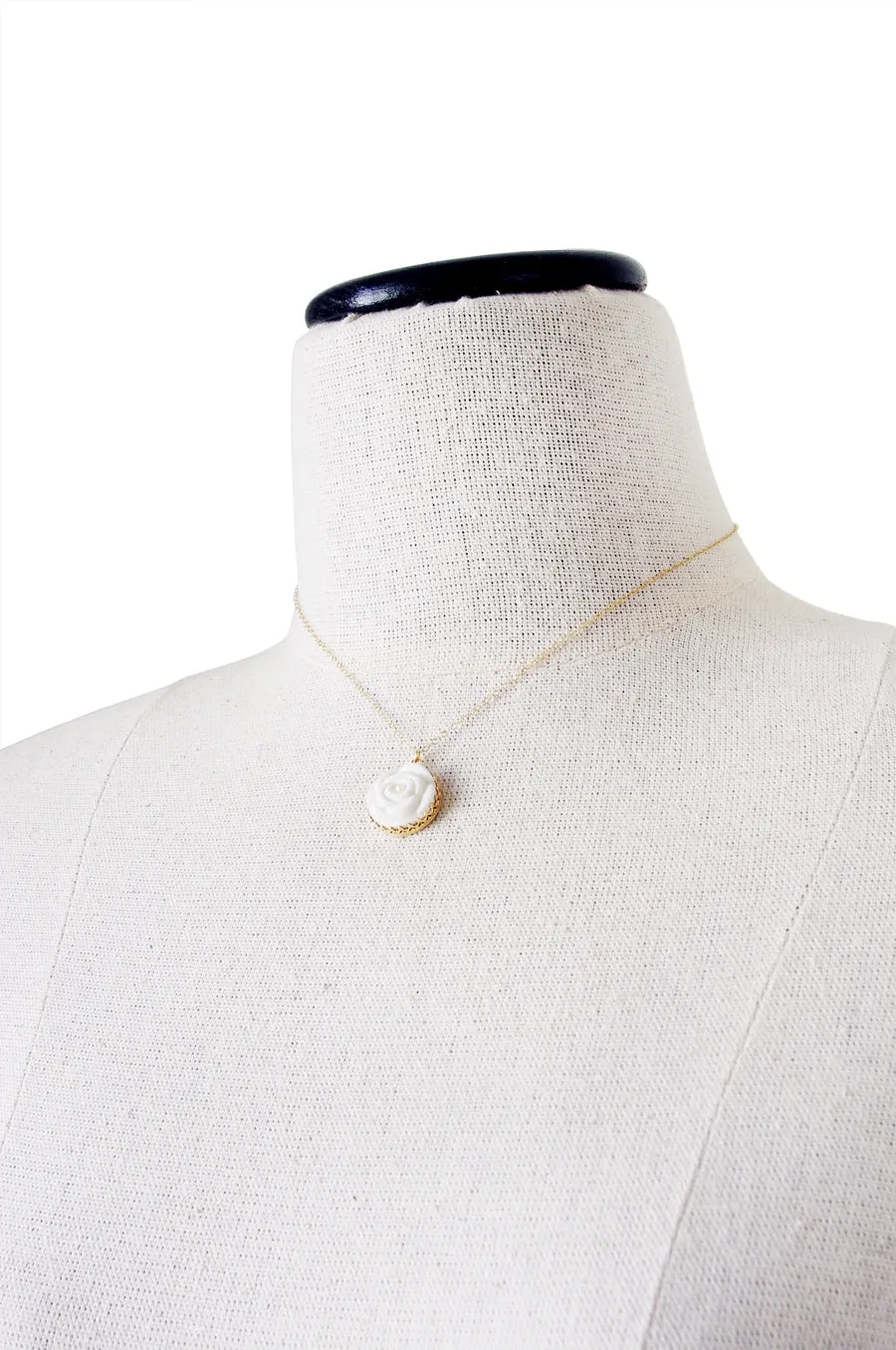 Porcelain Rose With Pearl Gold-Filled Necklace