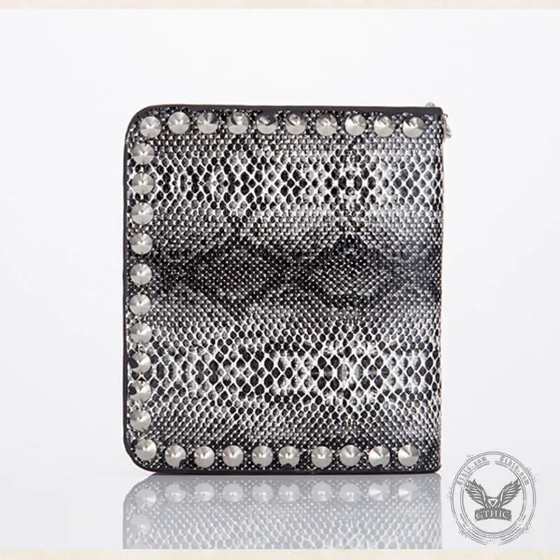 Punk Skull Cross Snake Pattern Rivet Wallet