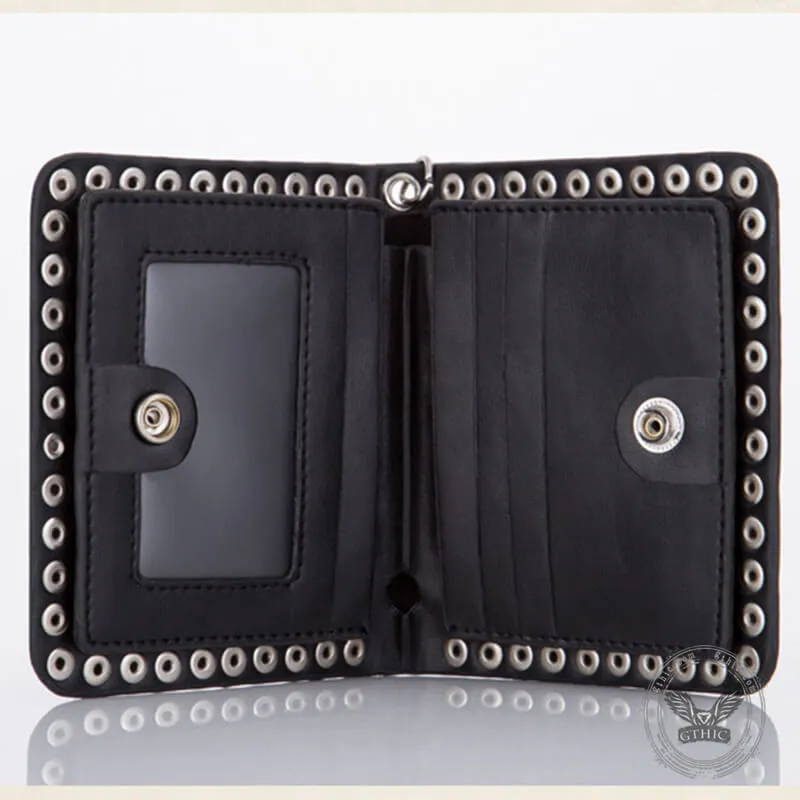 Punk Skull Cross Snake Pattern Rivet Wallet