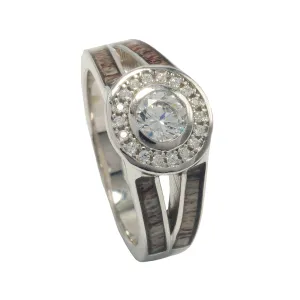 "Luna" Antler Silver Engagement Ring – Rustic Zircon Promise Ring for Women-5mm