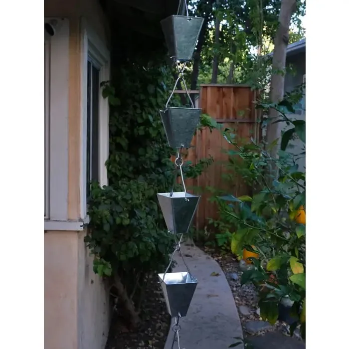 Rain Chain Tapered Square Cups, Aluminum