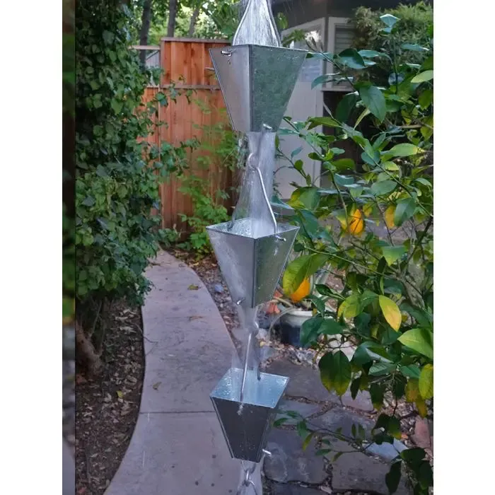 Rain Chain Tapered Square Cups, Aluminum