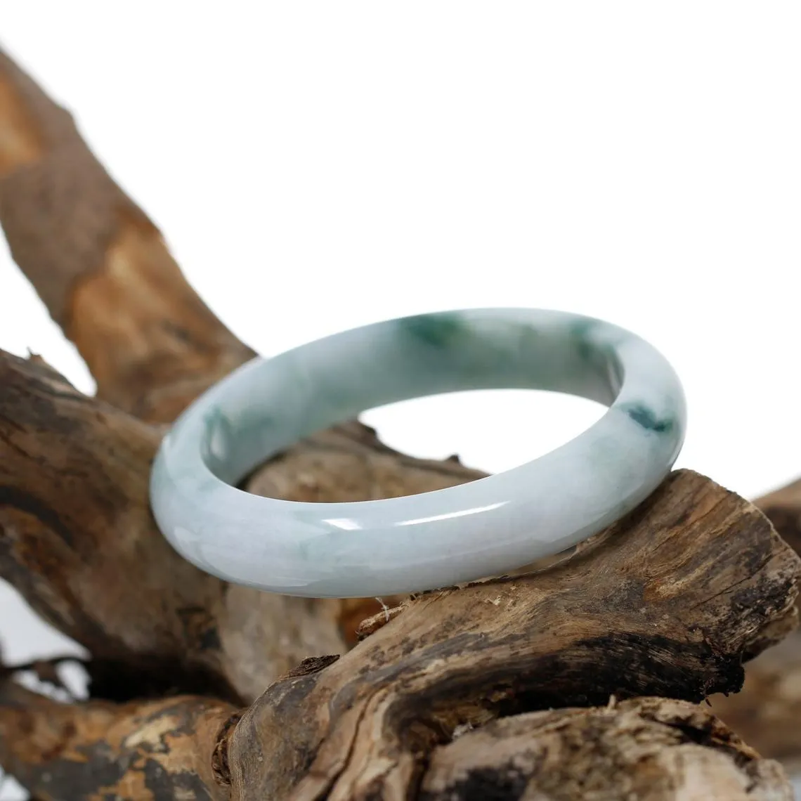 RealJade® Classic Bangle Genuine Burmese Jadeite Jade Bangle Bracelet ( 58.3 mm )#313