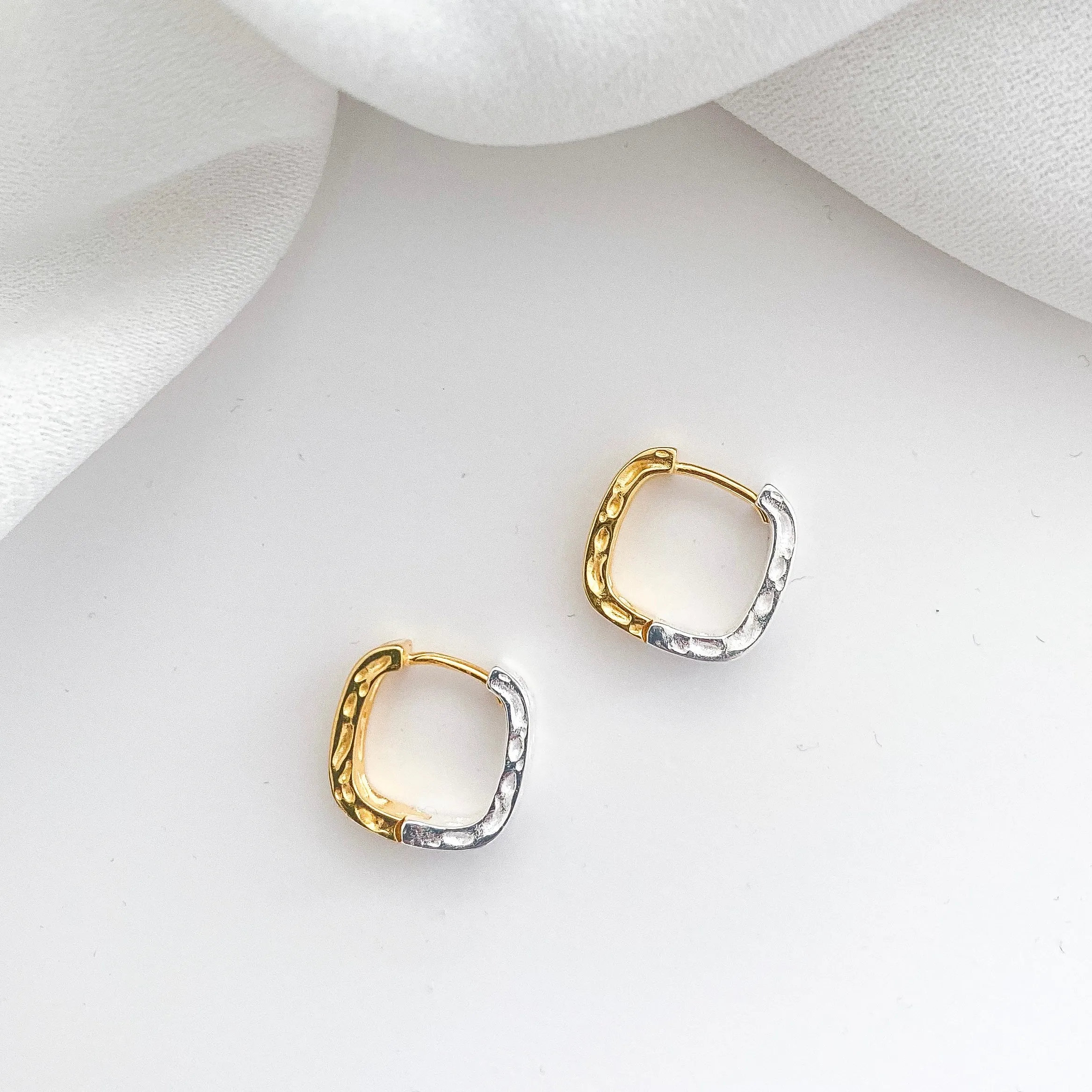 Reversible Gold and Silver Textured Earrings