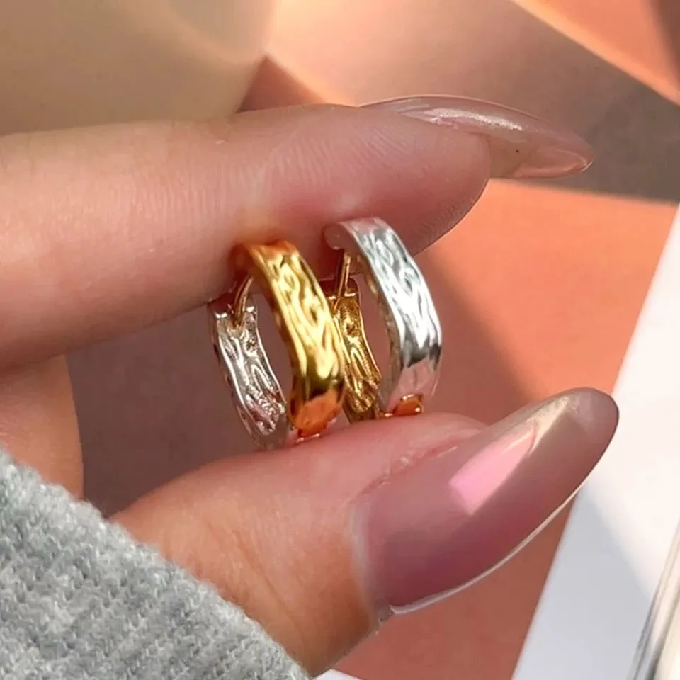 Reversible Gold and Silver Textured Earrings