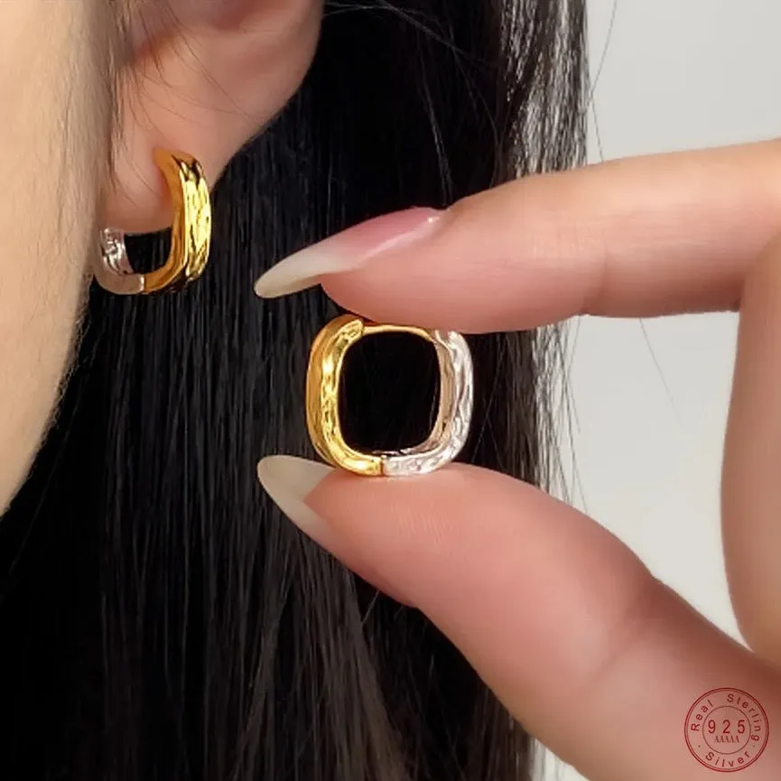 Reversible Gold and Silver Textured Earrings