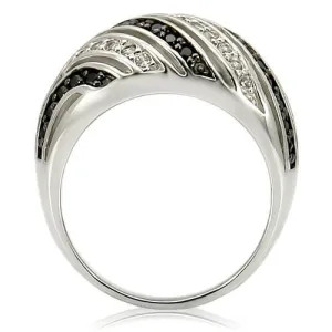 Rhodium   Ruthenium Brass Ring with AAA Grade CZ in Jet for Women Style 0W224