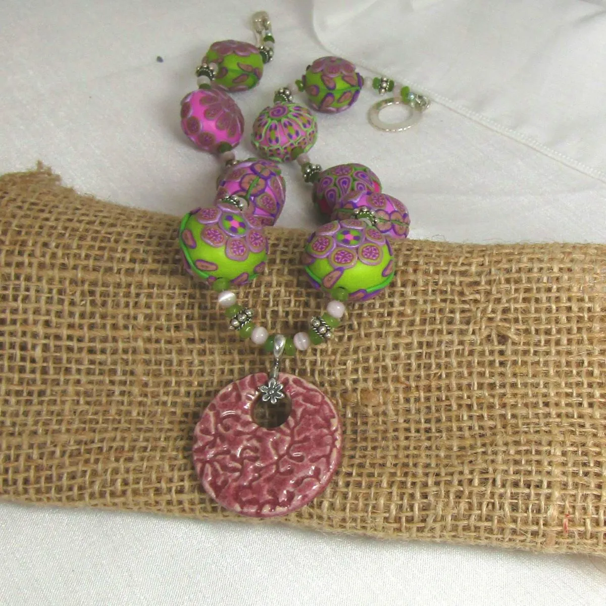 Rose Fair Trade Bead Necklace Samunnat with Rose Swazi Pendant