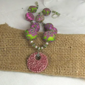 Rose Fair Trade Bead Necklace Samunnat with Rose Swazi Pendant